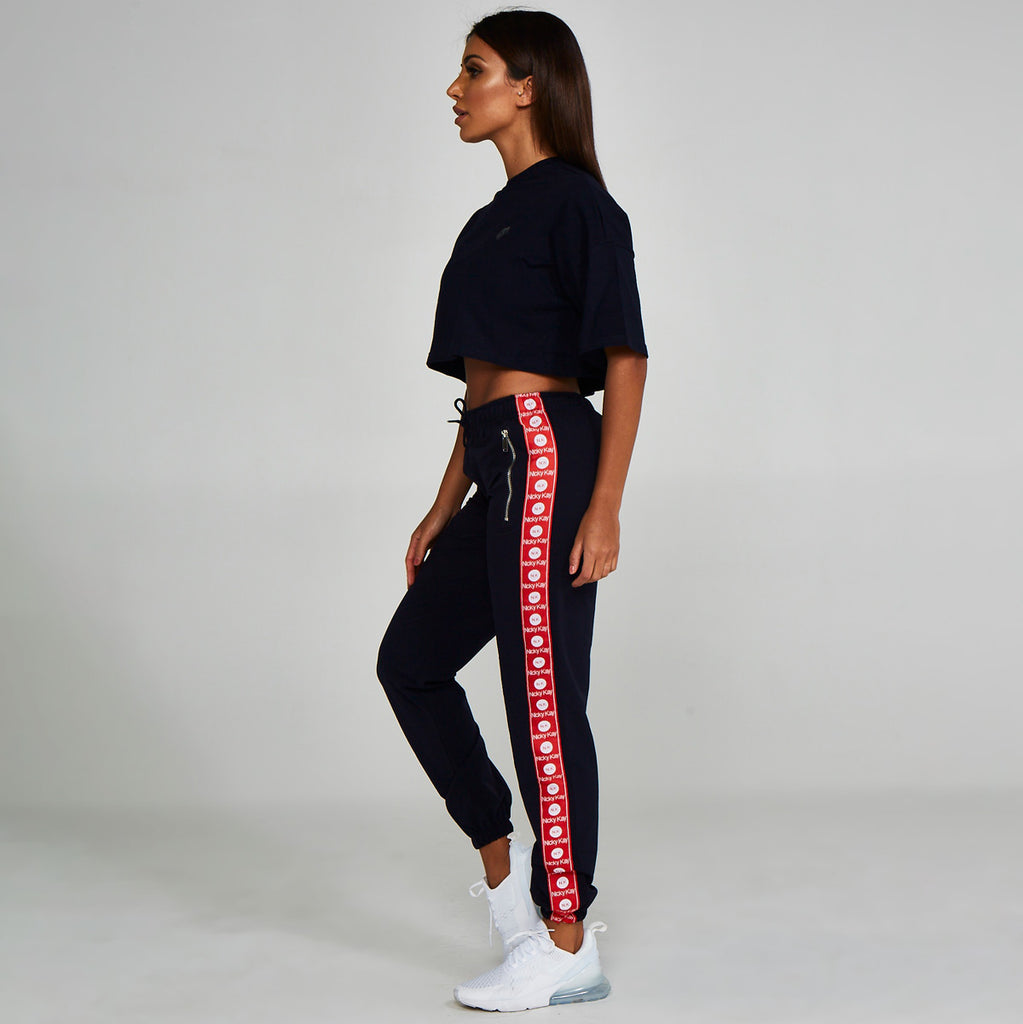 Logo Track Pants Navy Red