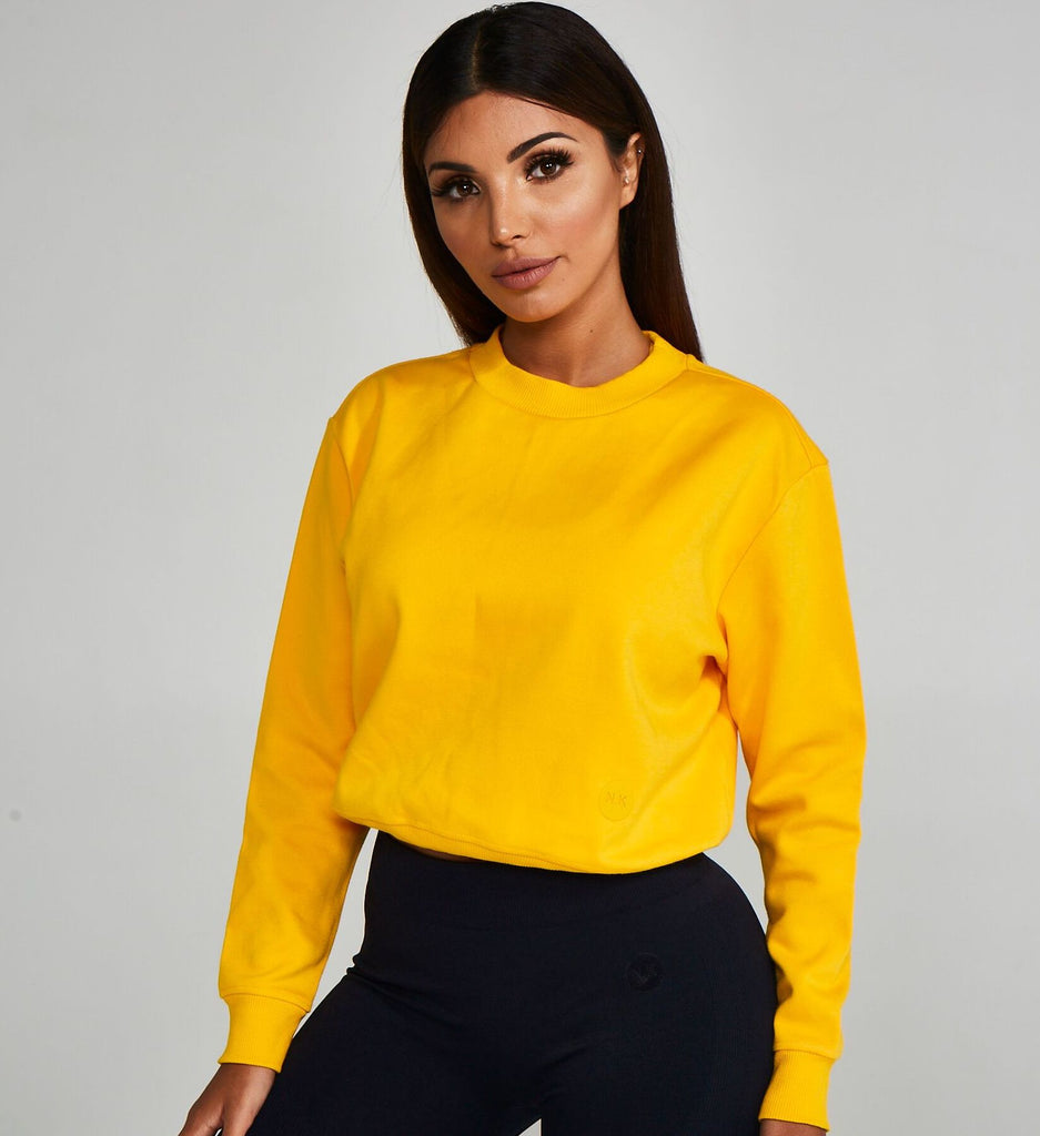 Adjustable Cropped Sweatshirt Yellow