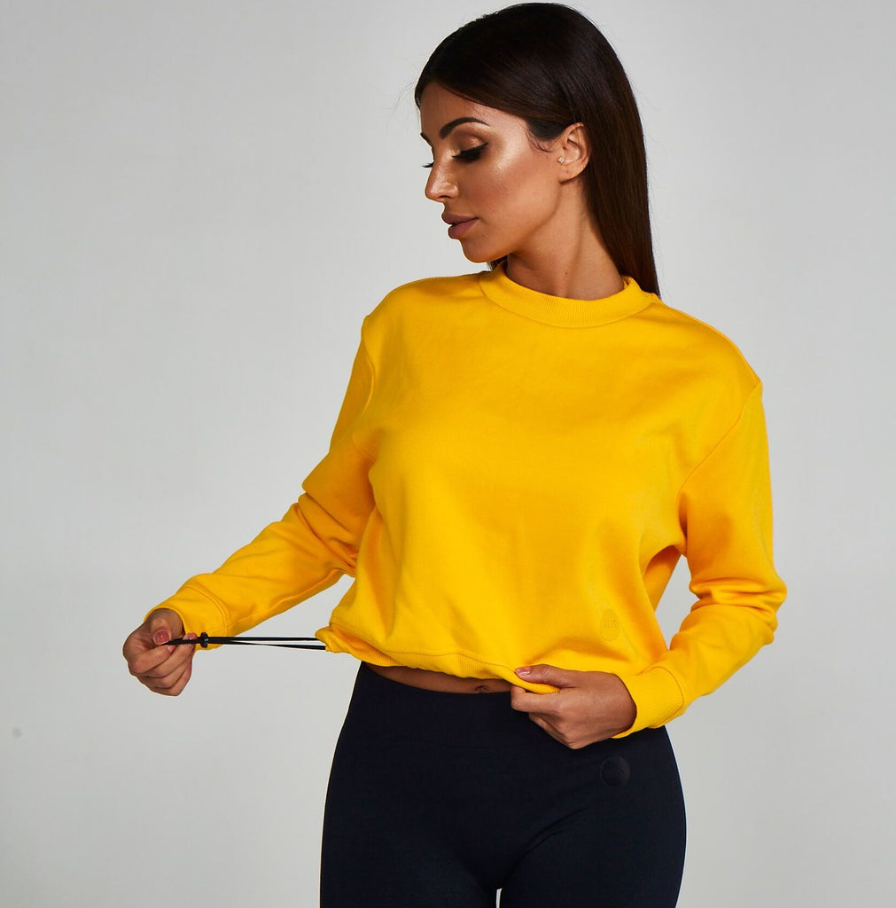 Adjustable Cropped Sweatshirt Yellow