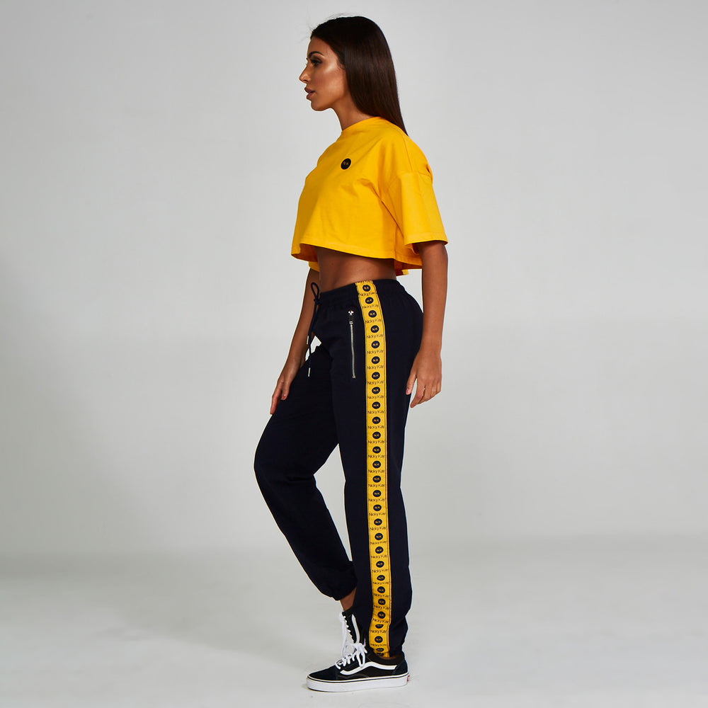 Logo Track Pants Navy Yellow