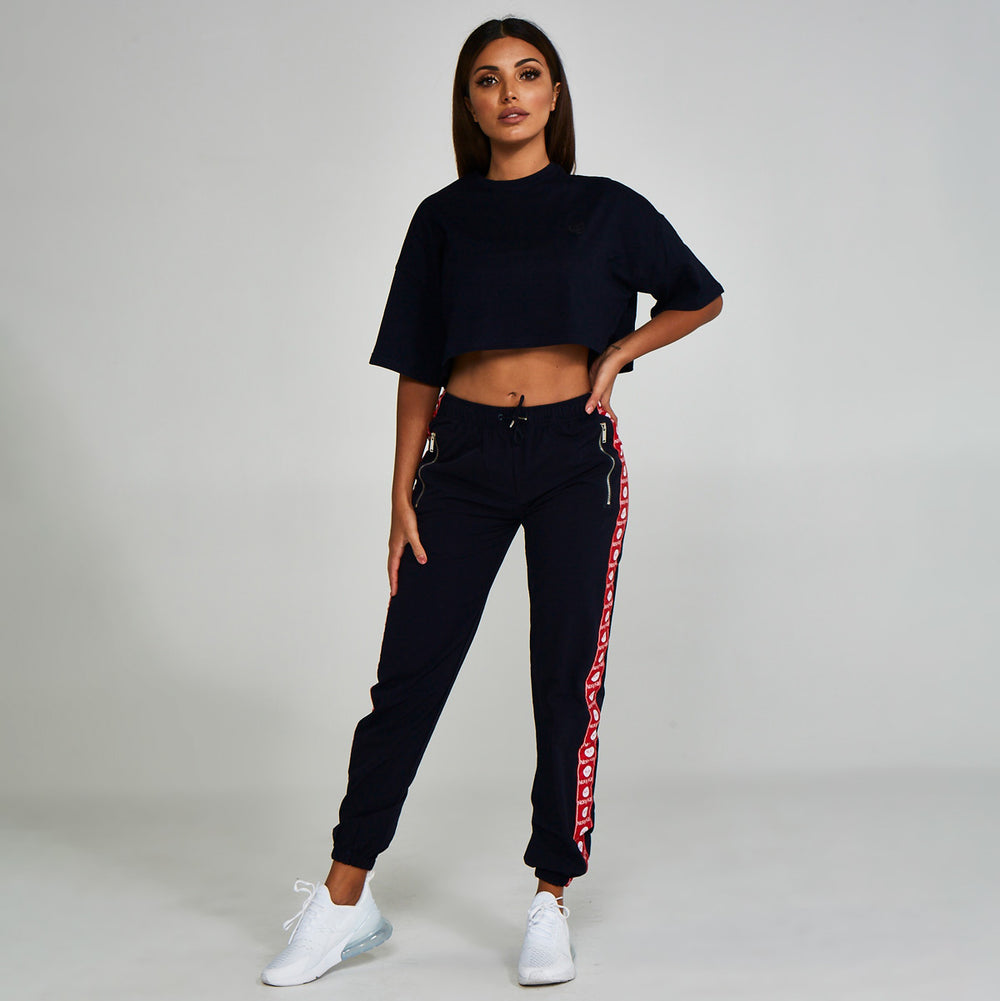 Logo Track Pants Navy Red