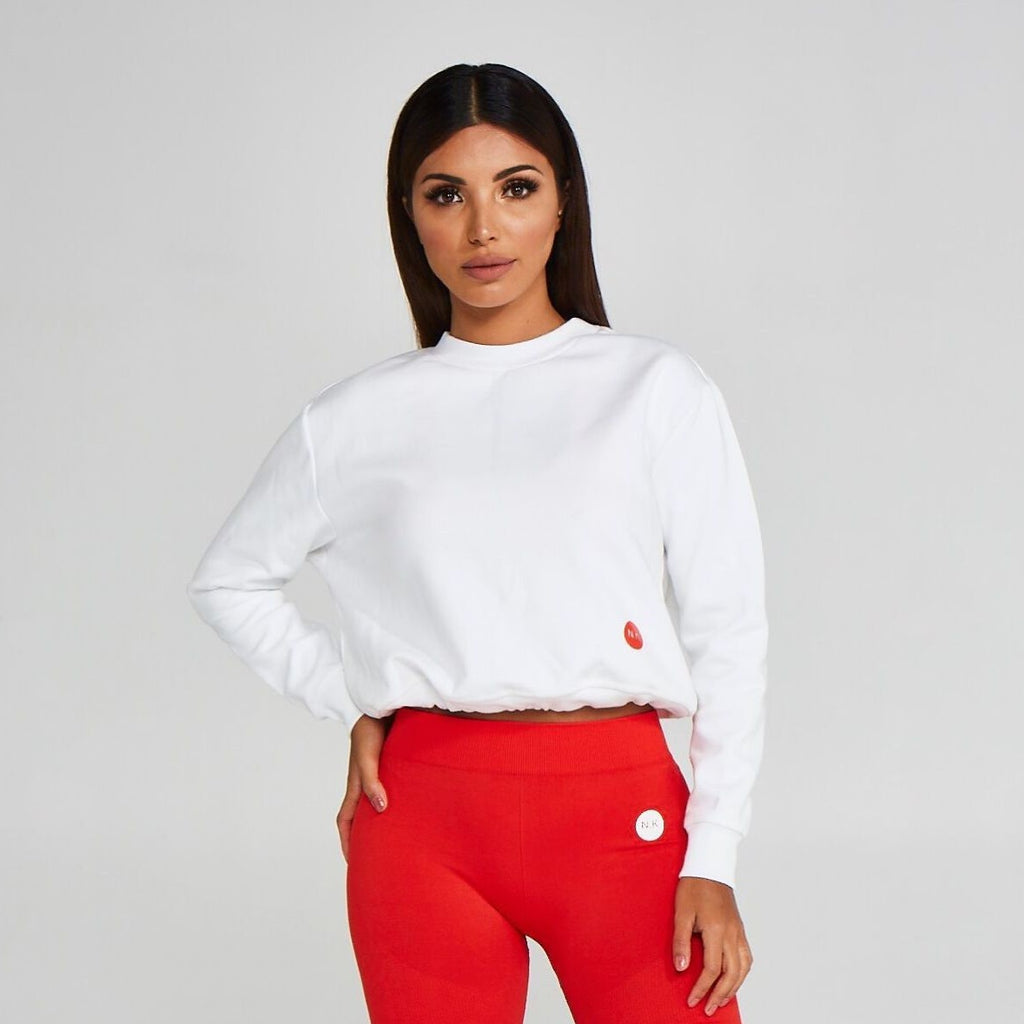 Adjustable Cropped Sweatshirt White