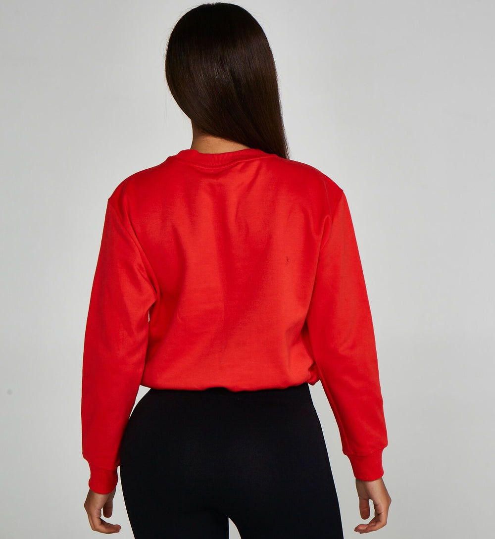 Adjustable Cropped Sweatshirt Red
